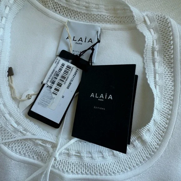 NWT Alaia White Jersey and Lace Paneled Maxi Dress FR38 - Picture 7 of 12